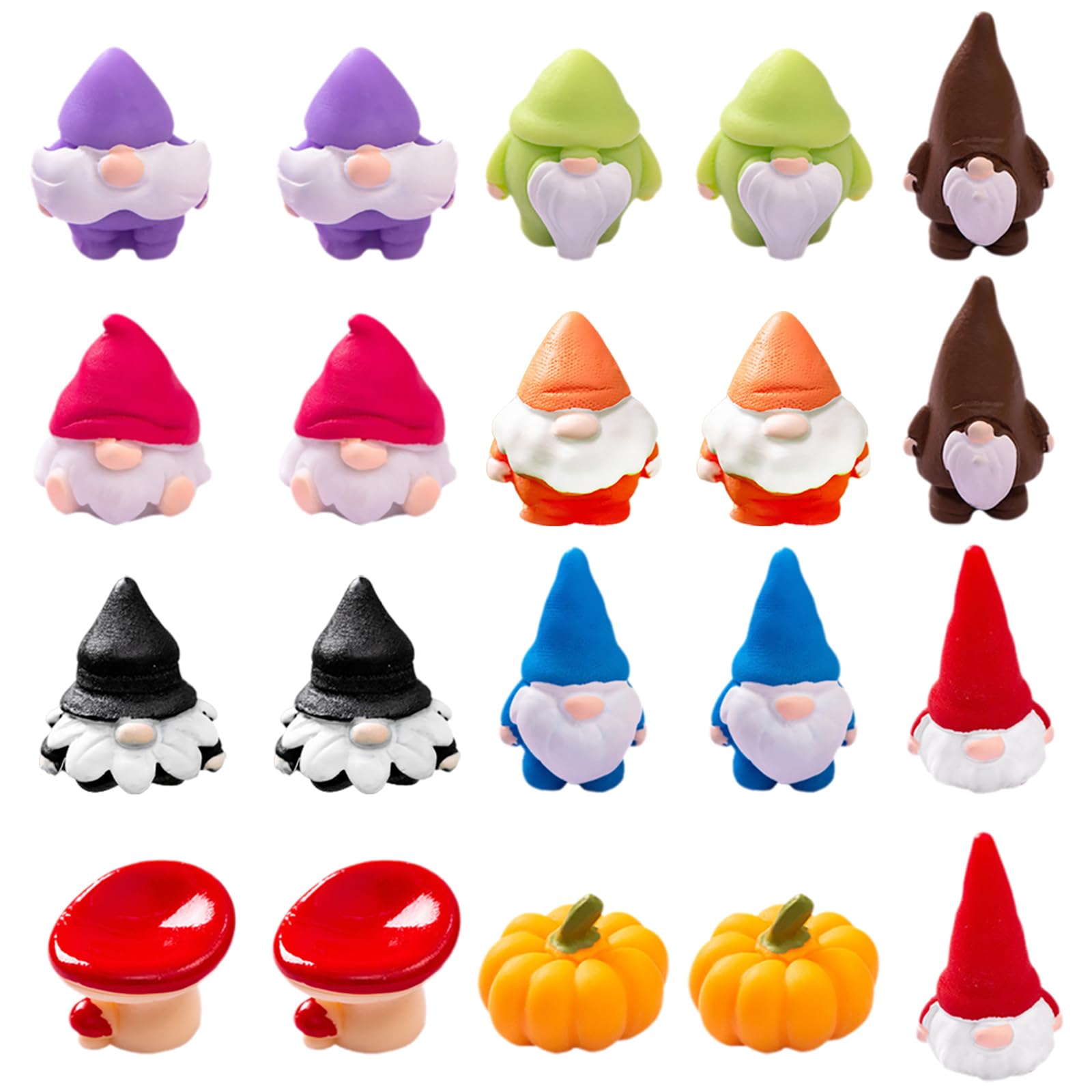Select Zone 20 Pcs Resin Gnome Figurines Small Christmas Elves Miniature Fairy Garden Decoration Accessories for Christmas Garden Decoration (A)