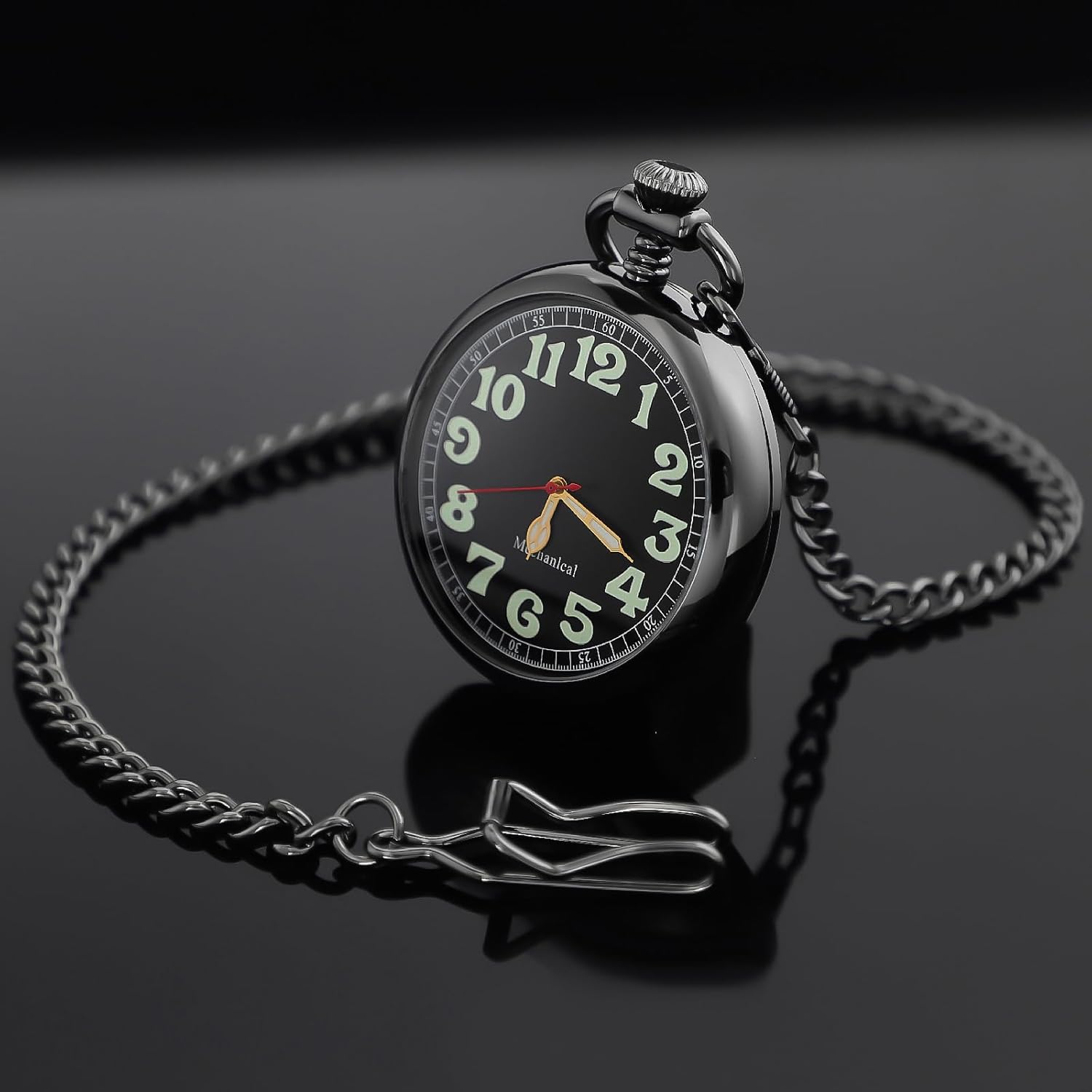 Pocket Watch Alloy Hand Wind Mechanical Pocket Watches Men Arabic Numerals Steampunk with Chain&Box
