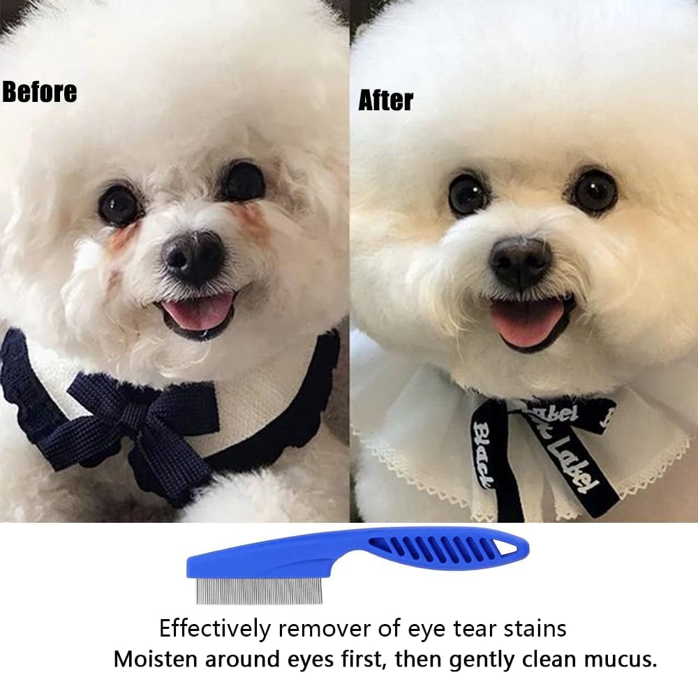 9 Peigne Anti Poux, Peigne Anti Puces pour Chat et Chien, Peigne Puces Chat et Chien pour Enlever les Taches de Larmes/Poux/Tangles/Croûte/Saleté