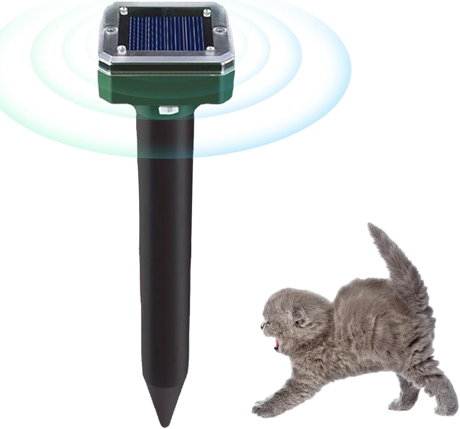 Ultrasonic Cat Control Device Solar Operated Cat Repeller Size Outside Protection Accessory Alley Cat Ideal for Travel Camping Backyard ABS Material