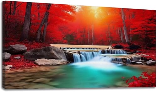 Miniatura 31 de 24"x 48" Canvas Wall Art Mountain Rustic Lake Landscape Nature Forest Scenery Vintage Boat Framed Pictures Painting Prints Large Wall Art for Living