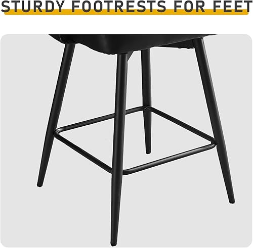 Miniatura 8 de Juego de 2 taburetes de bar modernos, taburetes de bar giratorios de poliuretano con respaldo abierto y patas de metal, sillas de bar tapizadas de