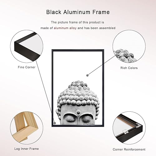 Miniatura 2 de Lienzo impreso para pared para el hogar y la oficina, decoración de pared de la estatua de Buda, cuadro de pintura en lienzo con marco de aluminio