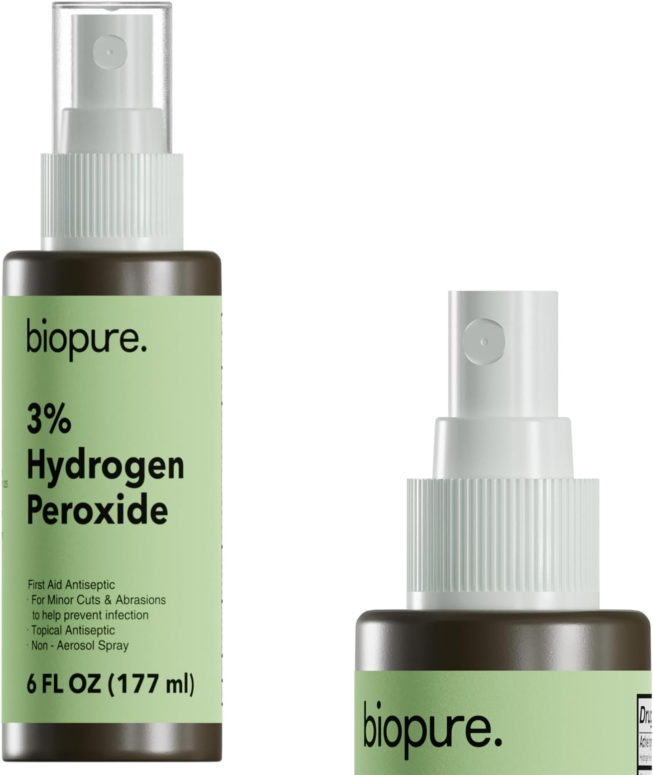 Biopure 6 Fl Oz Hydrogen Peroxide Spray – Convenient Non-Aerosol Spray Bottle with 3% Hydrogen Peroxide| Hydrogen Peroxide 3% First Aid Topical Antiseptic for Minor Cuts and Abrasions (6 Fl Oz)