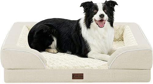 Camas ortopédicas para perros grandes, cama de espuma viscoelástica impermeable para mascotas grandes con lados 89x56 cm, sofá para perros grandes