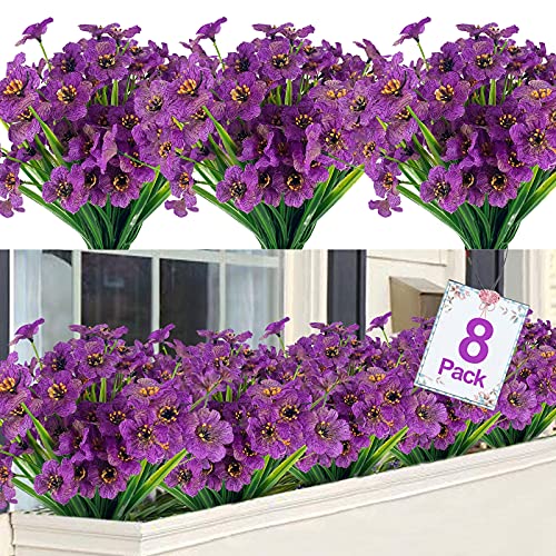 Photo 1 of  6 pack* TURNMEON Artificial Flowers Outdoor UV Resistant Plastic Plant Silk Flower