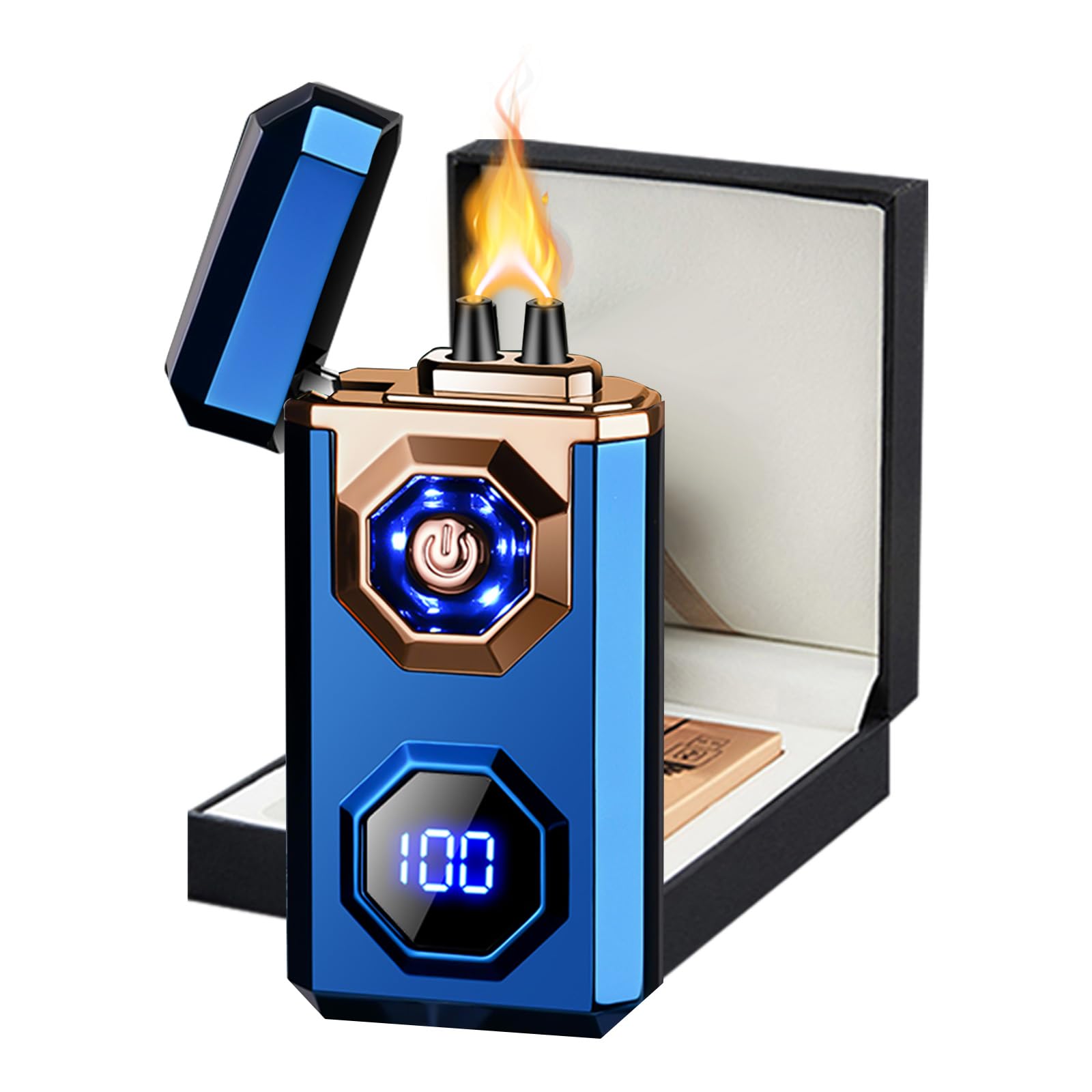 TIKIUKI Electric Lighter Type-C Arc Plasma Lighters Rechargeable Windproof Lighter with LED Battery Display and LED Lighting for Camping, Scented