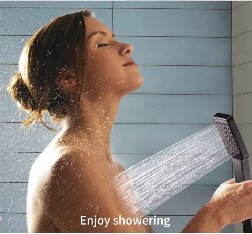 Black Square Unique Simple High Pressure Shower Head Rainfall Universal Hand Held Water Saving Bathroom - Image 3