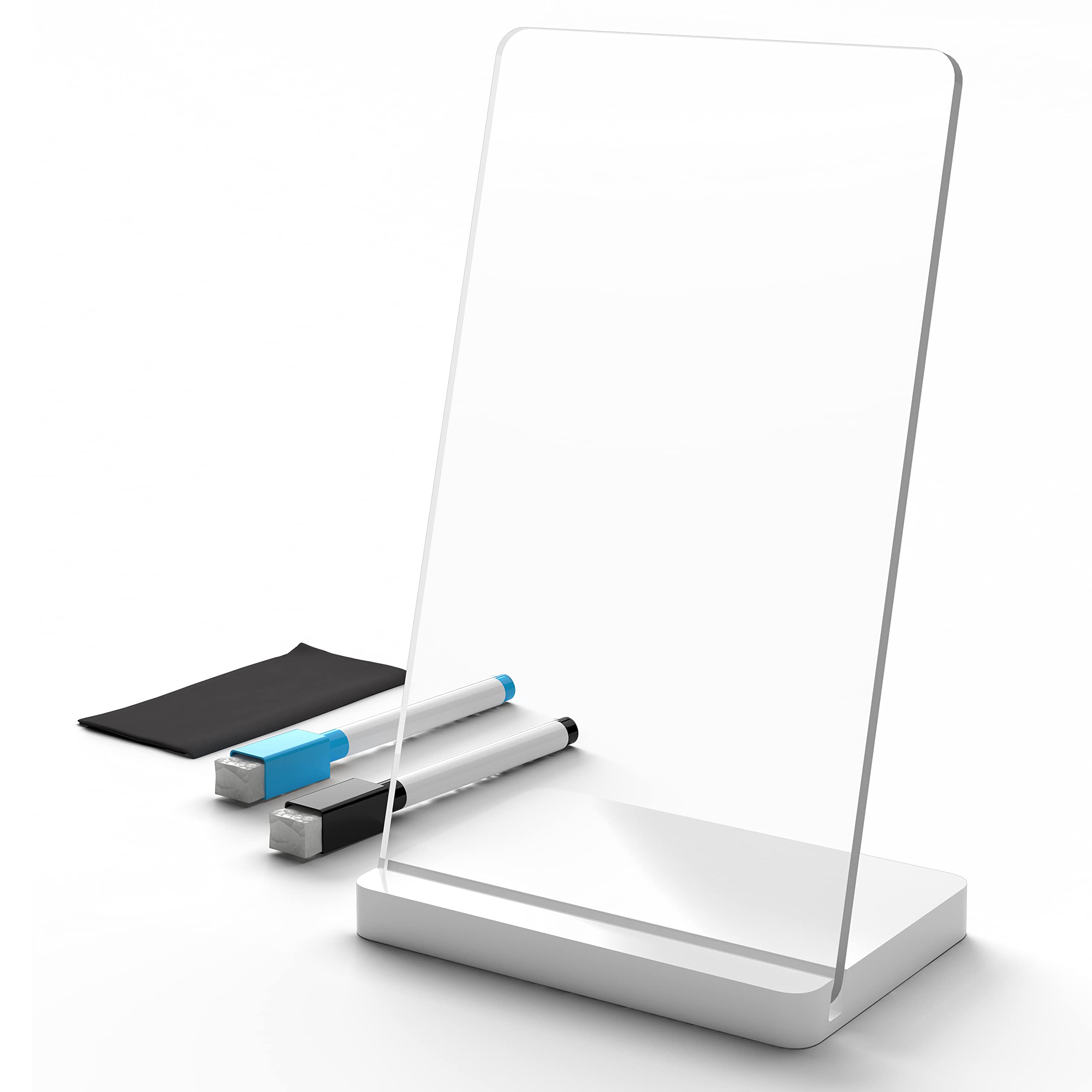 to Do List Acrylic Board for Desk (12X8 CM)| Best Planner & Organiser | White Acrylic Base| with 2 Markers & Cleaning Fabric |Blank Transparent Planner|Small Size