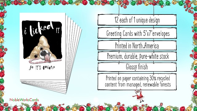 NobleWorks 12 Lustige Tier-Weihnachtskarten – Pet Humor, „Cat Blame The Doggies“, Mit Umschlägen