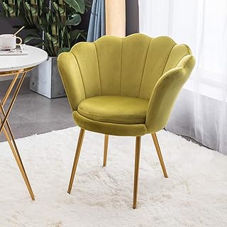 LMXDCS Silla Decorativa de Terciopelo para Sala de Estar/Dormitorio, sillón de Ocio Moderno tapizado de Mediados de Siglo con Patas de Metal Dorado, Silla de Invitados, Silla de tocador,Grass Green