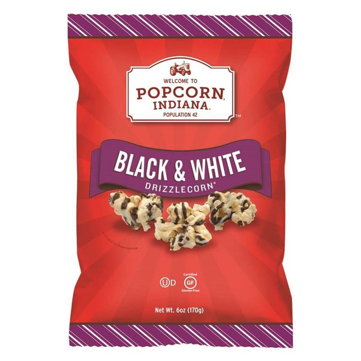 Popcorn Indiana Black and White Drizzle Corn Popcorn, 6 Ounce (5 PACK
