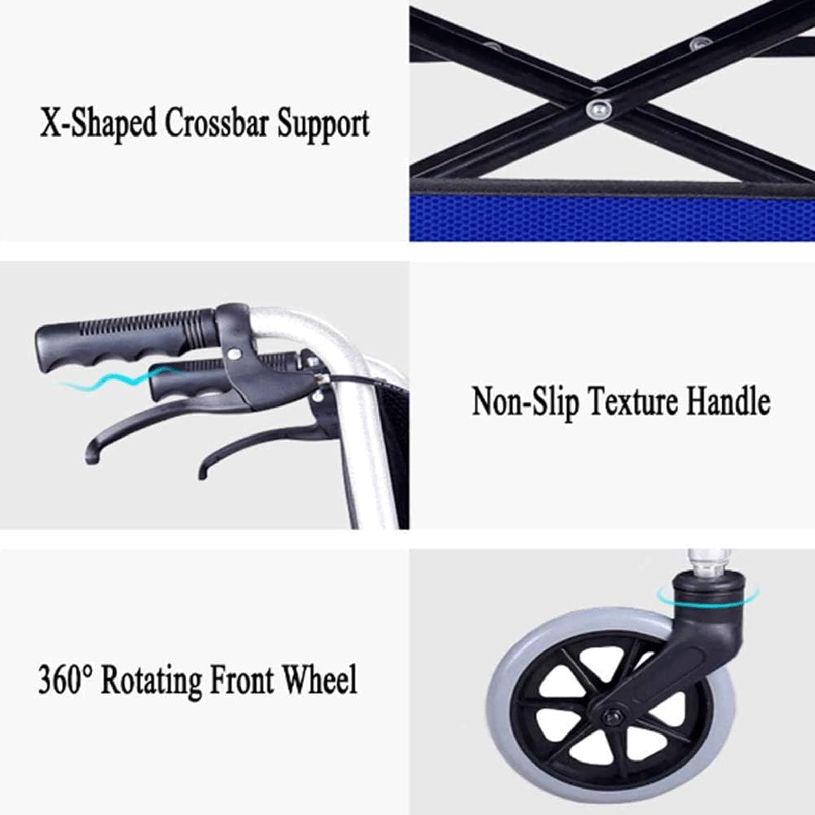 faltbar Wheelchair Rollstuhl Faltbare ultraleuchte tragbare Rollstuhl für das Reisen für ältere Menschen und Erwachsene 46 cm Ladekapazität 200 lbs Rollstuhl