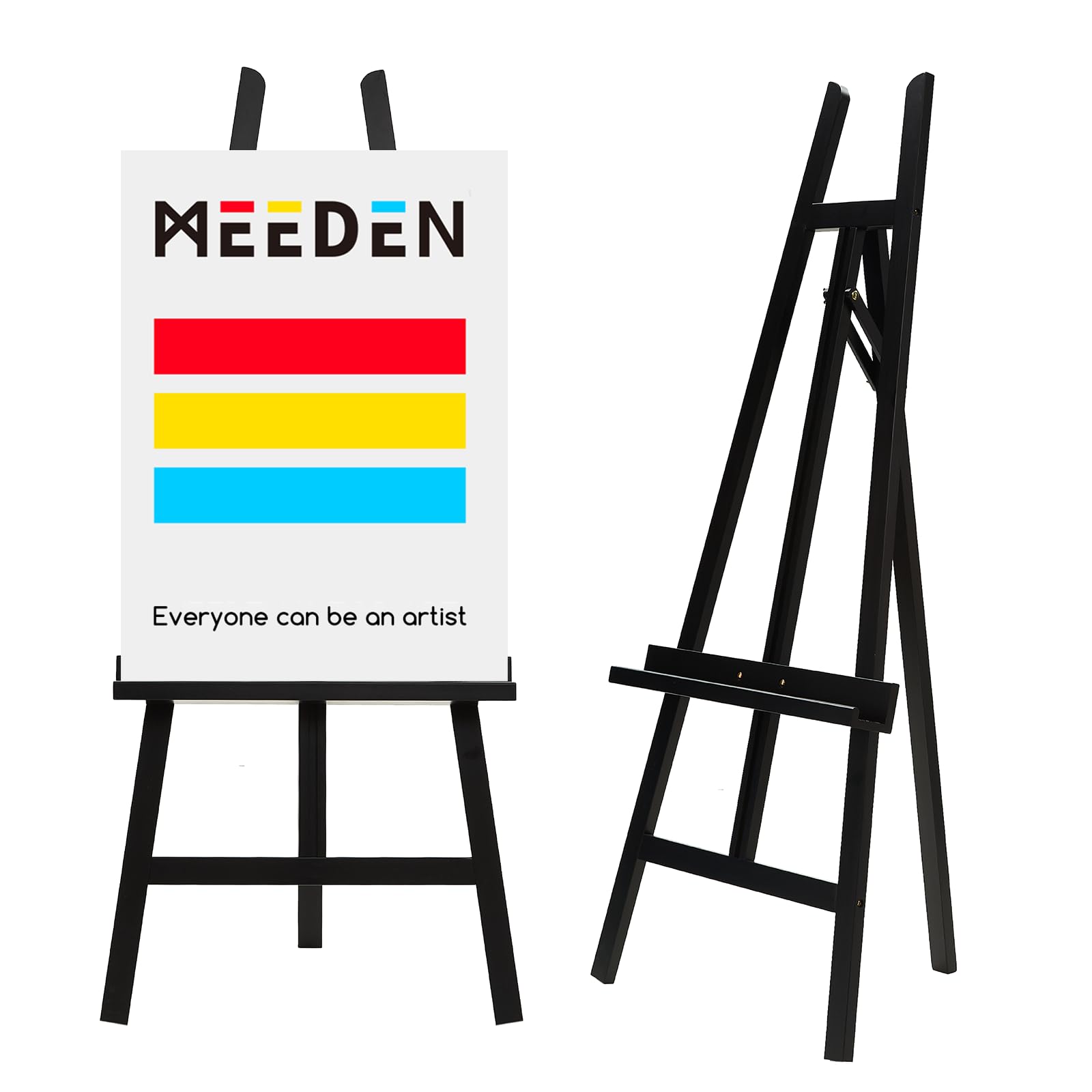 MEEDEN Display Easel Stand for Sign: Adjustable Wooden Stands for Painting - A Frame Art Easel for Canvas up to 60" for Artist Adults Drawing Picture Poster - Black
