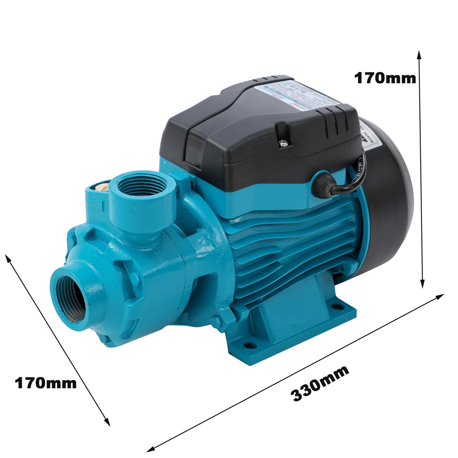 KATSU Bomba de Agua Periférica Centrífuga Eléctrica Industrial 1/2HP 220V para Agua Limpia, Adecuada para Granja Jardín Piscina Estanque Tanque 151112