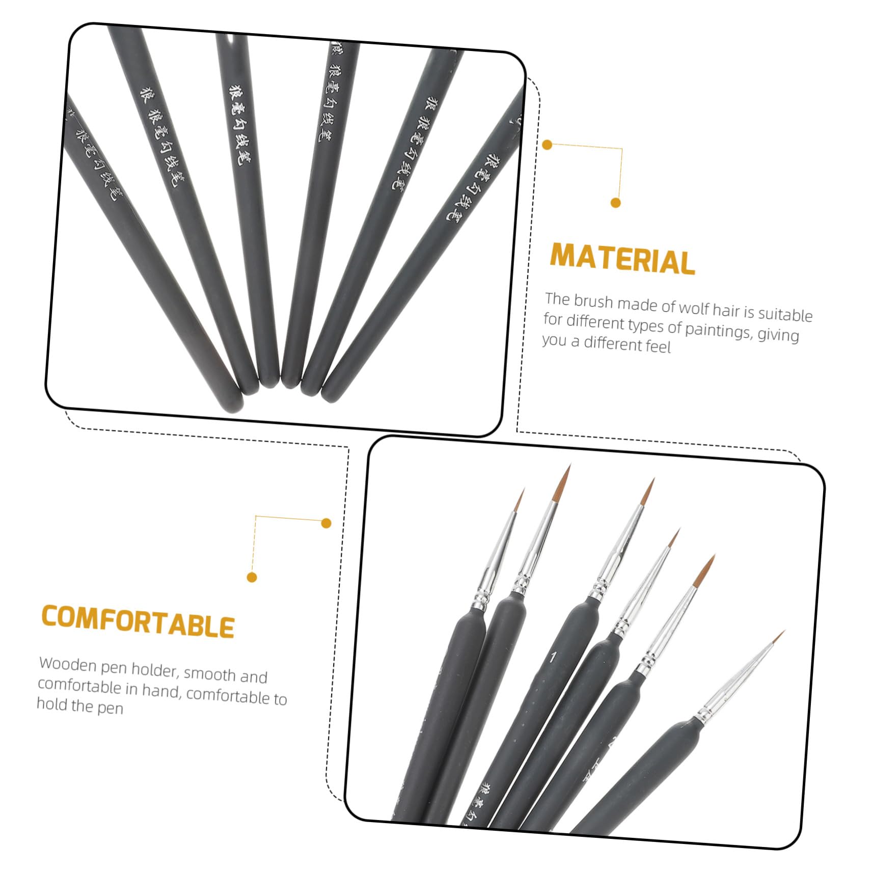 Hemobllo Set de 6 Pinceles de Acuarela Profesional de Pelo de Comadreja, Pinceles para Pintura al Óleo y Acuarela Mango de Plástico, Ideales para Estudiantes y Profesionales