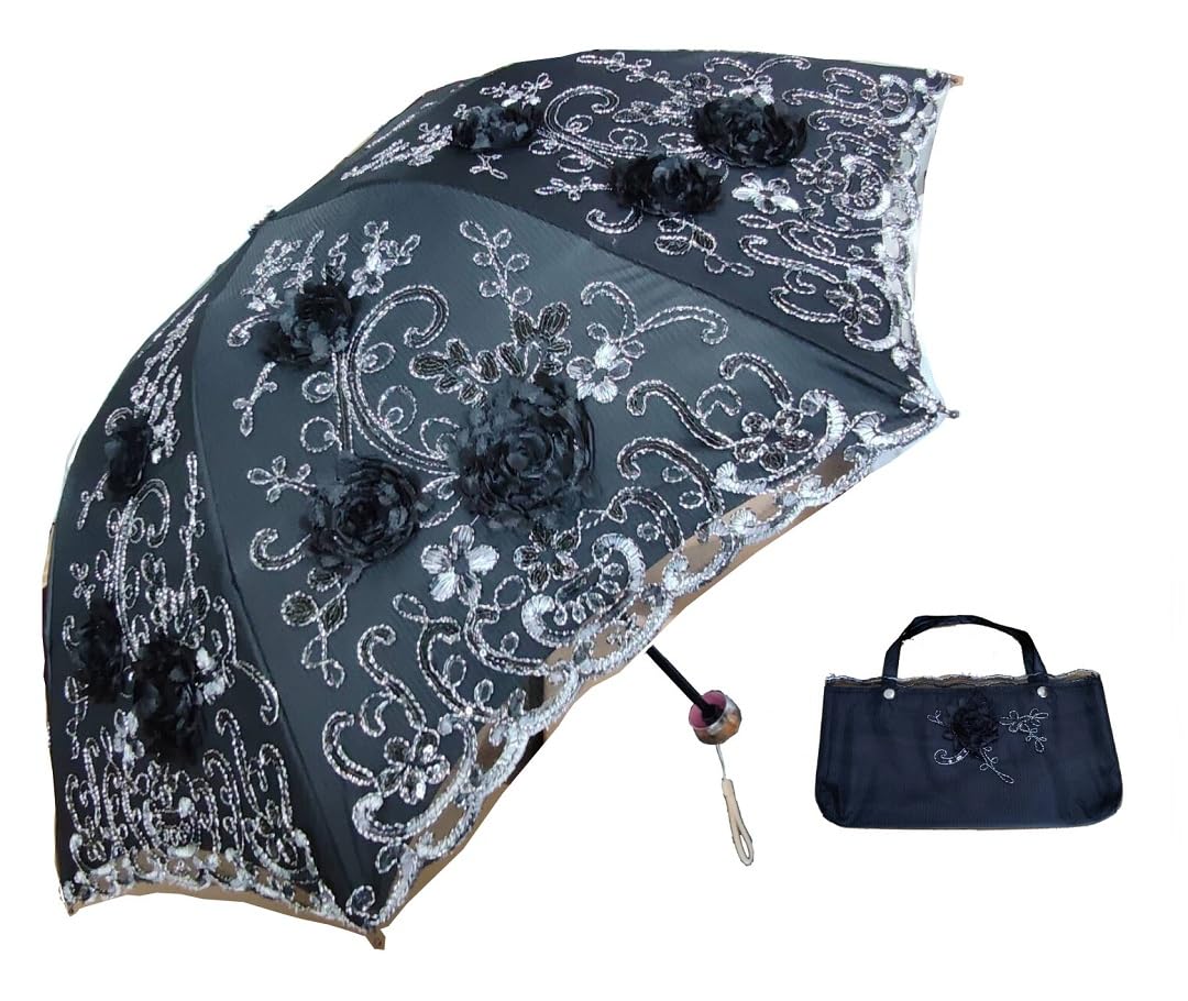 Zmgmsmh Foldable Lace Parasol Travel Sun Rain Umbrella Compact Anti UV Resistance Princess Sun Umbrella for Women & Girls