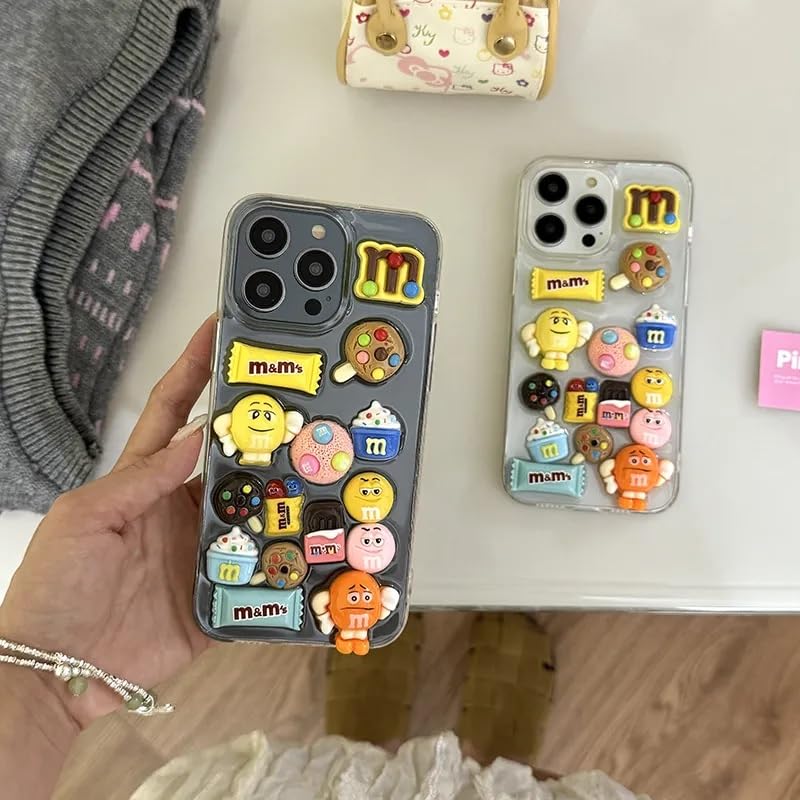 Image of Case Creation for iPhone 14 Plus 3D Cartoon Candy Hot Chocolate Phone Case, Luxury Sugar Coated Embossed Funny Fashion Glitter Cute Colorful Epoxy Hard Mobile Cover for Apple iPhone 14 Plus (Clear)