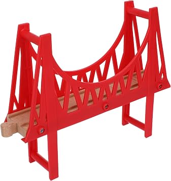 Wooden Thomas Train Compatible Railway Tunnel Model Track Accessories Wooden Bridge Red Plastic Toy Train