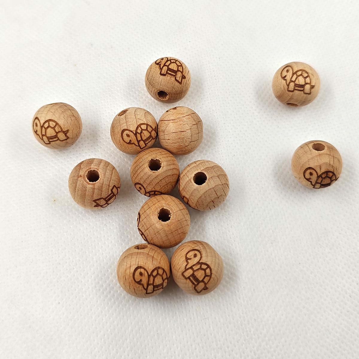 Okrągły koralik z drewna bukowego, okrągły koralik, 18 mm, okrągłe, drewniane, nadrukowane wzory, żółw, perłowe koraliki do wykończenia, brelok, DIY, naszyjnik, biżuteria, ręcznie robione