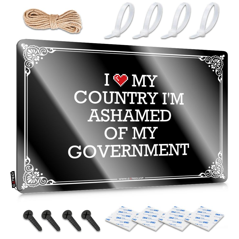 Fzfn Colour I Love My Country I'm Ashamed Of My Government Girly Humor - Matal Sign Fun Vintage Wall Art(30X40cm)