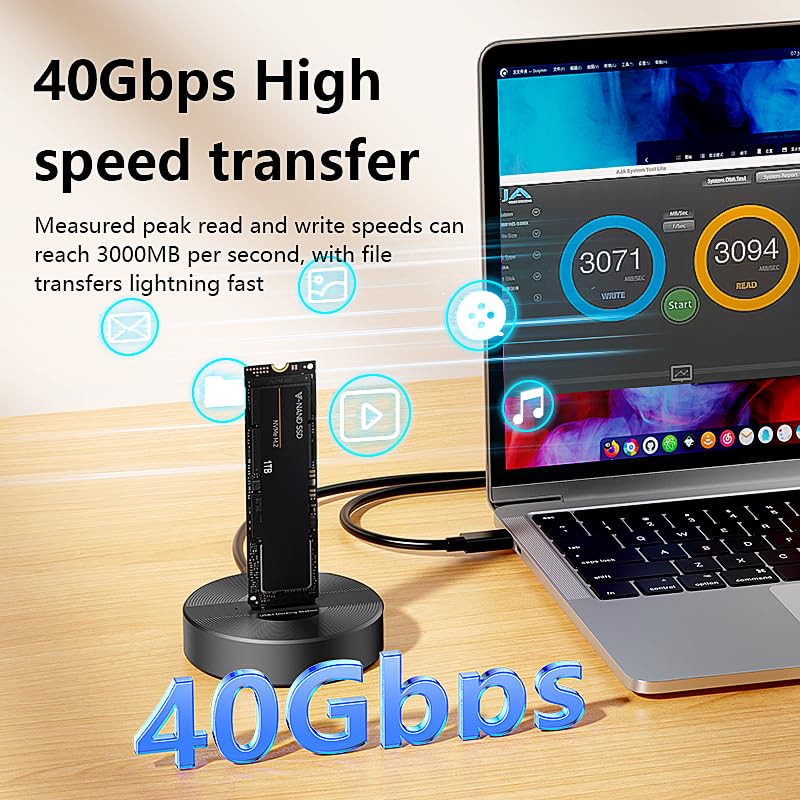 Image of USB4.0 (USB-C) 40G Portable NVMe M-Key (B+M) / NVMe / PCIe SSD (22110, 2280, 2260, 2242, 2230) Ultra Fast External SSD Docking (Docking Only)