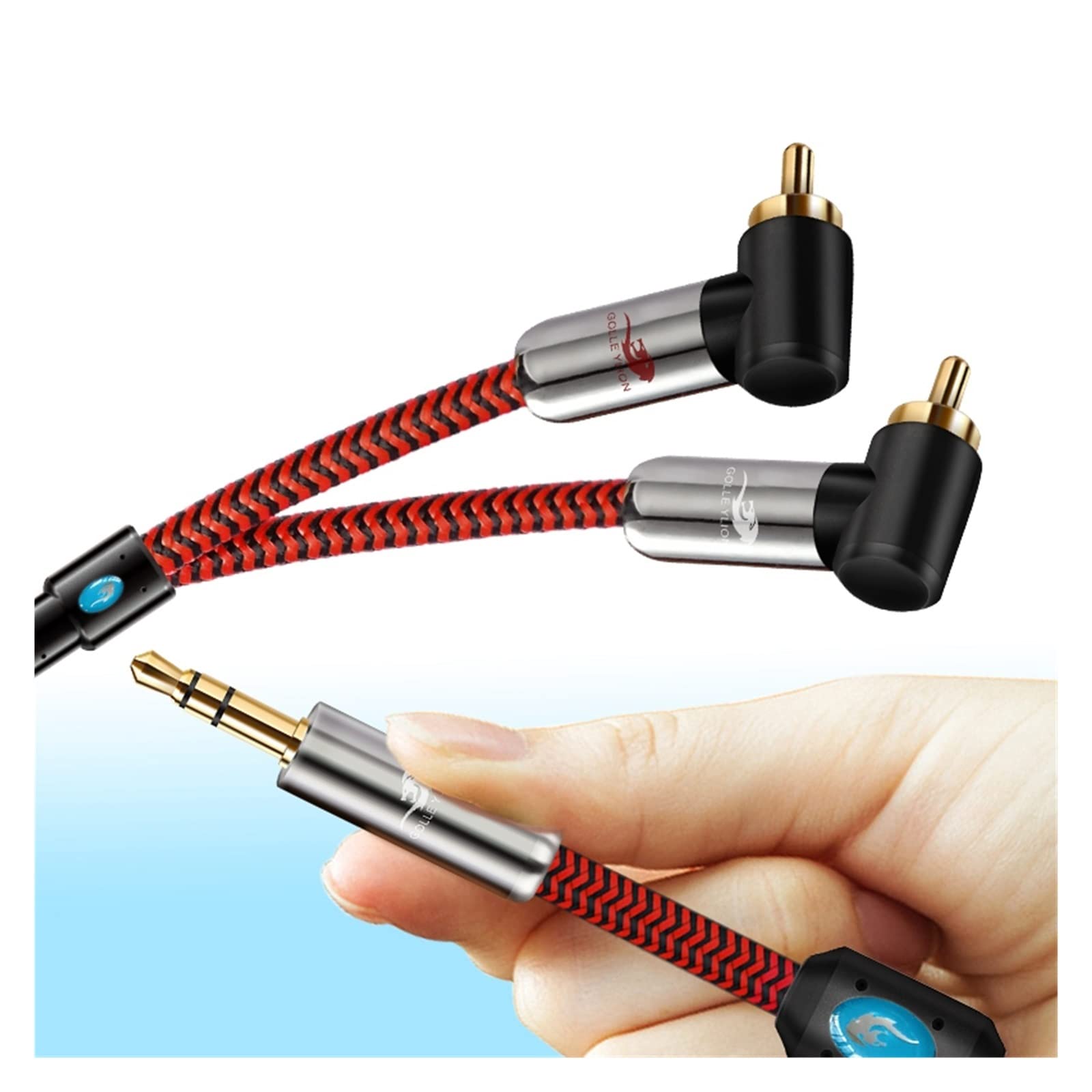 Mini conector de 3,5 mm a 2 * RCA Cable de audio de alta fidelidad Compatible con PC Tableta móvil Altavoz 3,5 a doble ángulo RCA Cable de blindaje 1M 2M 3M 5M 8M 10M ( Color : Rosso , Size : 15meter