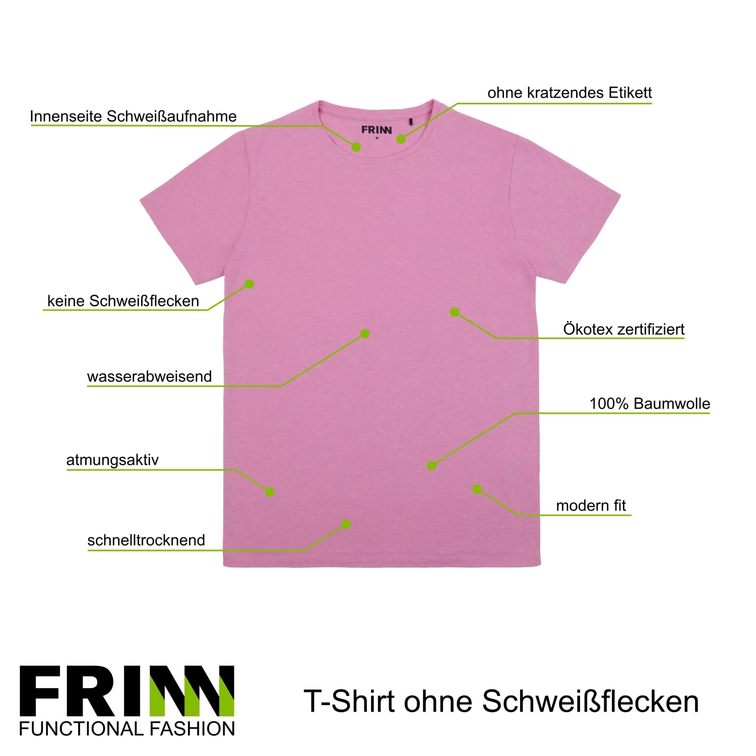 Herren Kurzarm Funktions T-Shirt, ohne Schweißflecken, Schnelltrocknend, Baumwolle