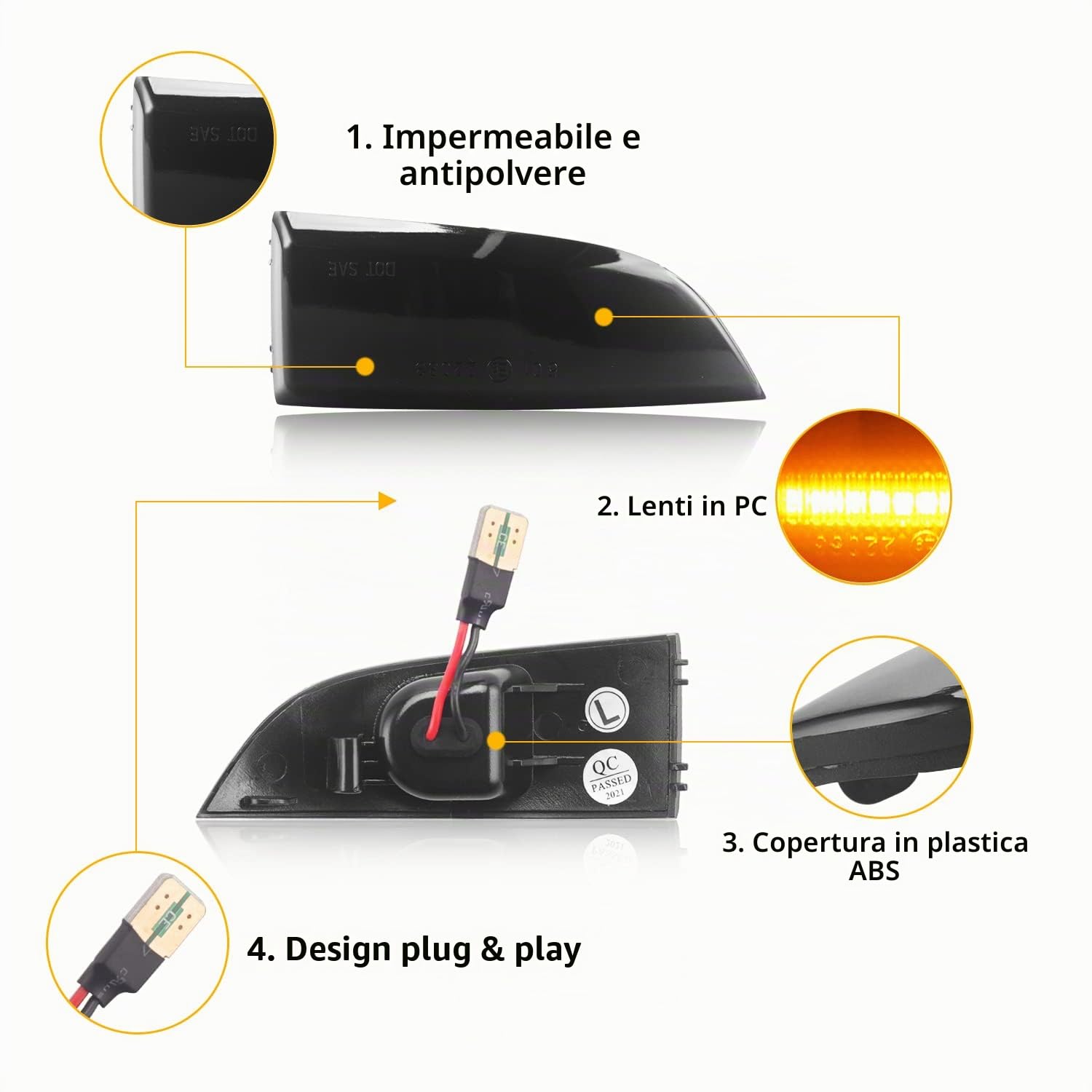 Indicatore di Direzione Laterale Dinamico a LED Spia Sequenziale Degli Specchietti Laterali Compatibile con Renault Megane MK3 2008-2016 Indicatore di direzione, 2 Lampade