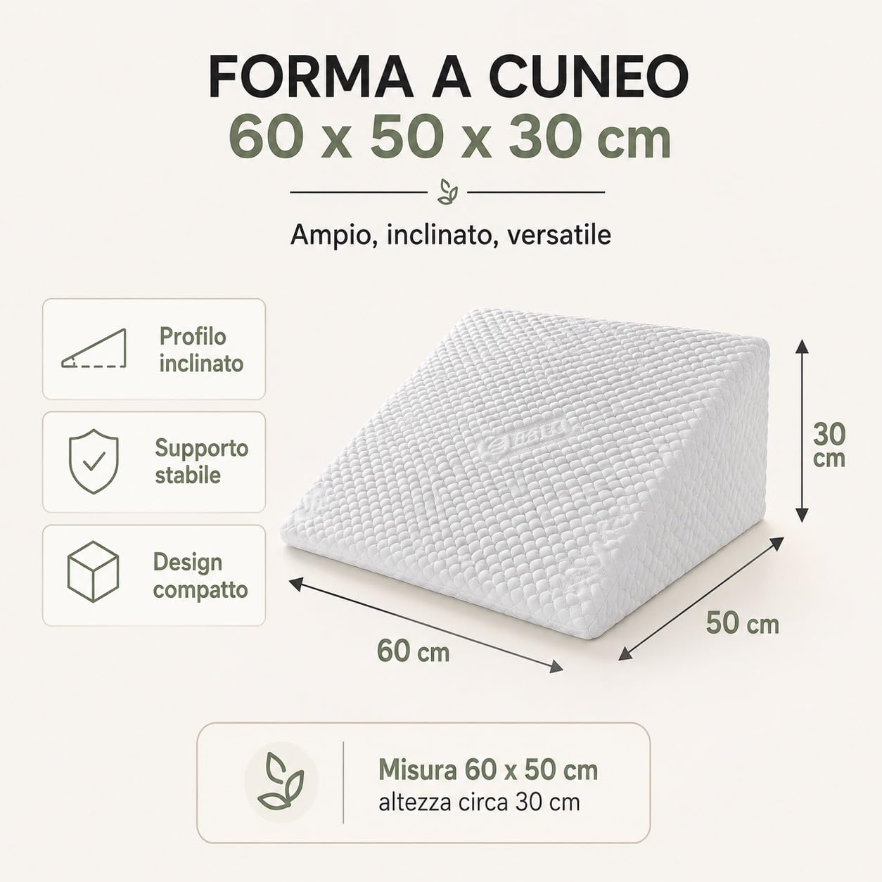 tex family Cojín Triangular de cuña para piernas y Embarazo con Reflejo gastrrico para Cama y sofá, Soporte Lumbar y Espalda
