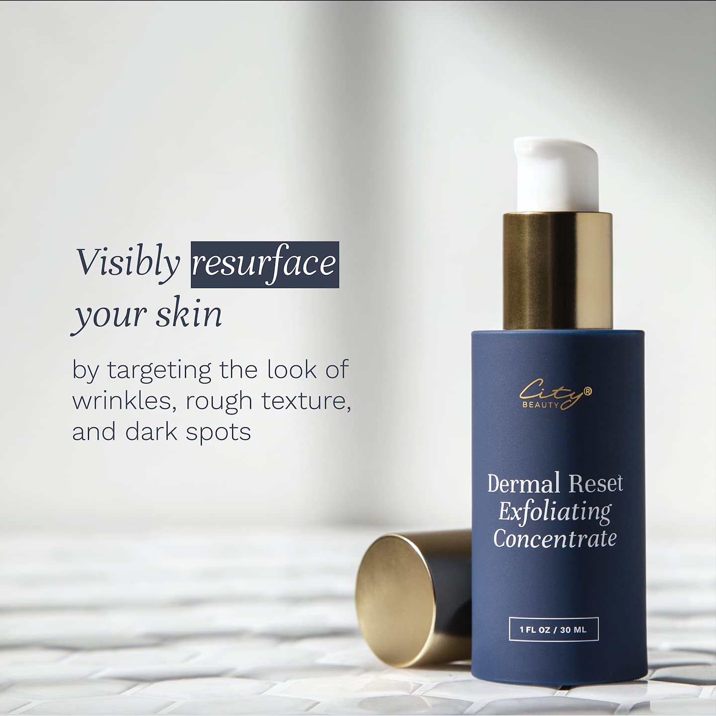 City Beauty Dermal Reset Exfoliating Concentrate - AHA Lactic Acid Daily Facial Exfoliant - Solution For Wrinkles, Texture, Discoloration, & Pores - Anti-Aging Cruelty-Free Skin Care