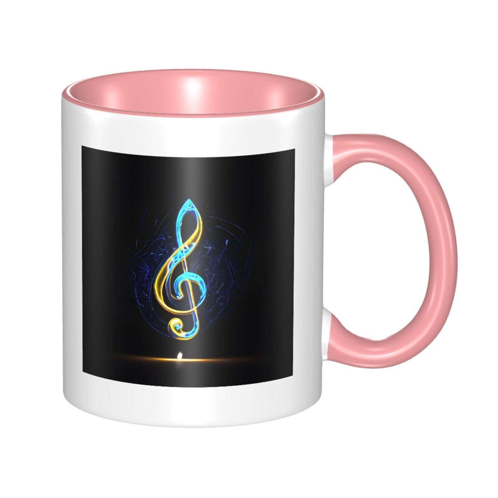 XKBFKLKMC Stylish Colorful Music Printed 11 Oz Two Tone Ceramic Mugs | Colorful Inside Coffee Cup | Double Color Tea Drinking Mug for Home, Kitchen, and Office