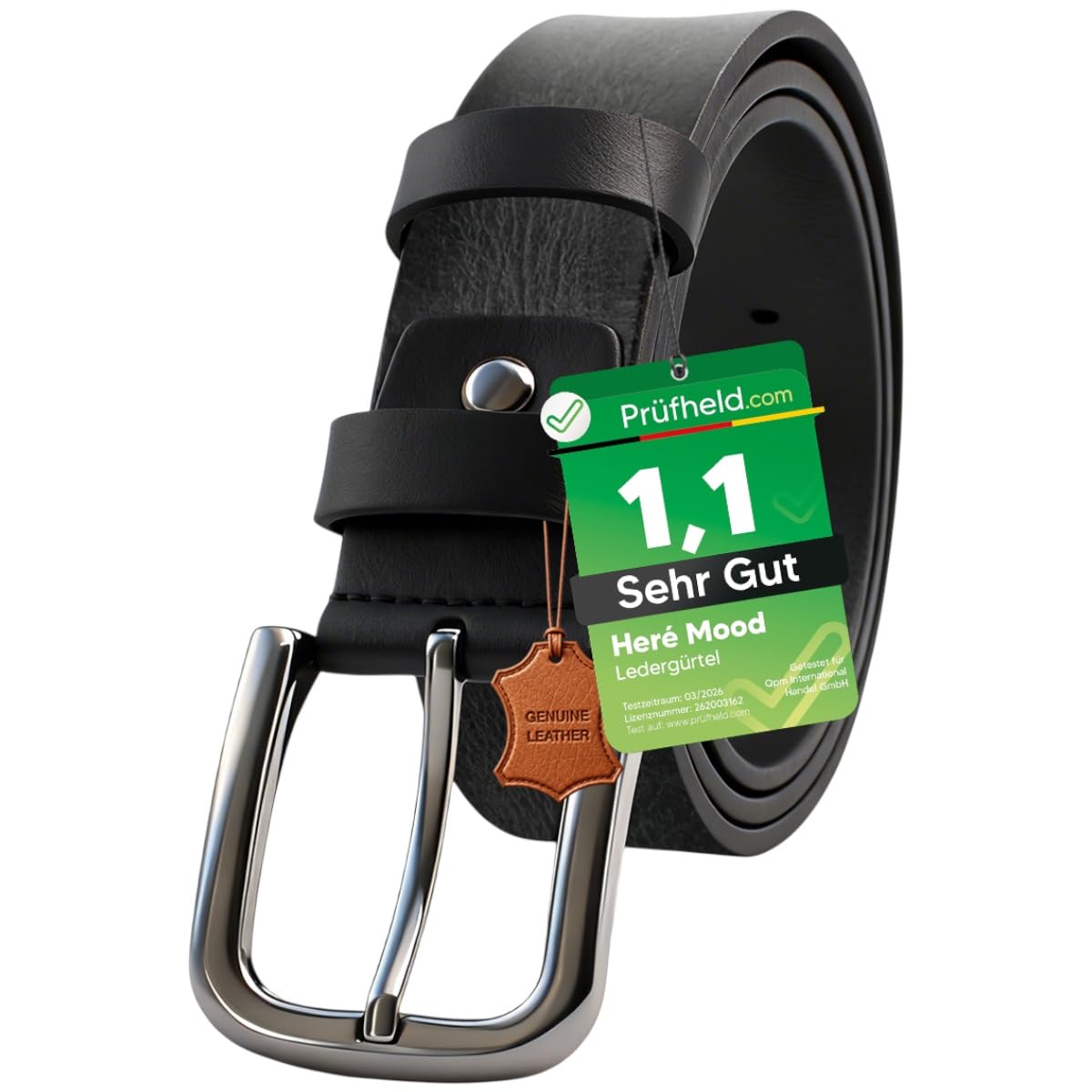 [Test SEHR GUT, Note 1.1] Here Mood Herren Leder Gürtel 4cm, Ledergürtel, Herren-Gürtel aus Echt Büffelleder, Vatertagsgeschenk für Papa Mann, Männer Geschenk, Herrengürtel, Männergeschenke