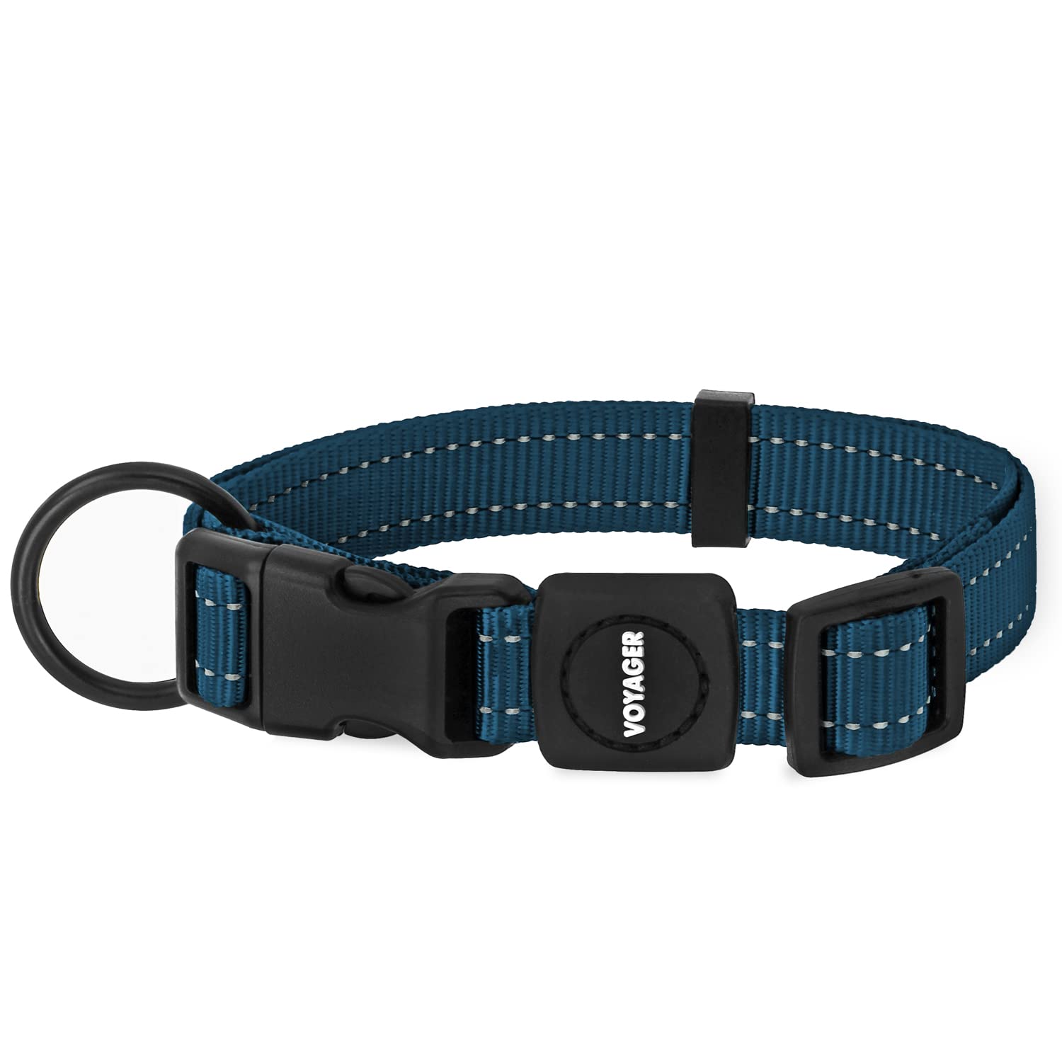 Best Pet Supplies Reflective Dog Collar with Adjustable Length, Heavy-Duty Buckle, and Strong Leash D-Ring, Training, Walking