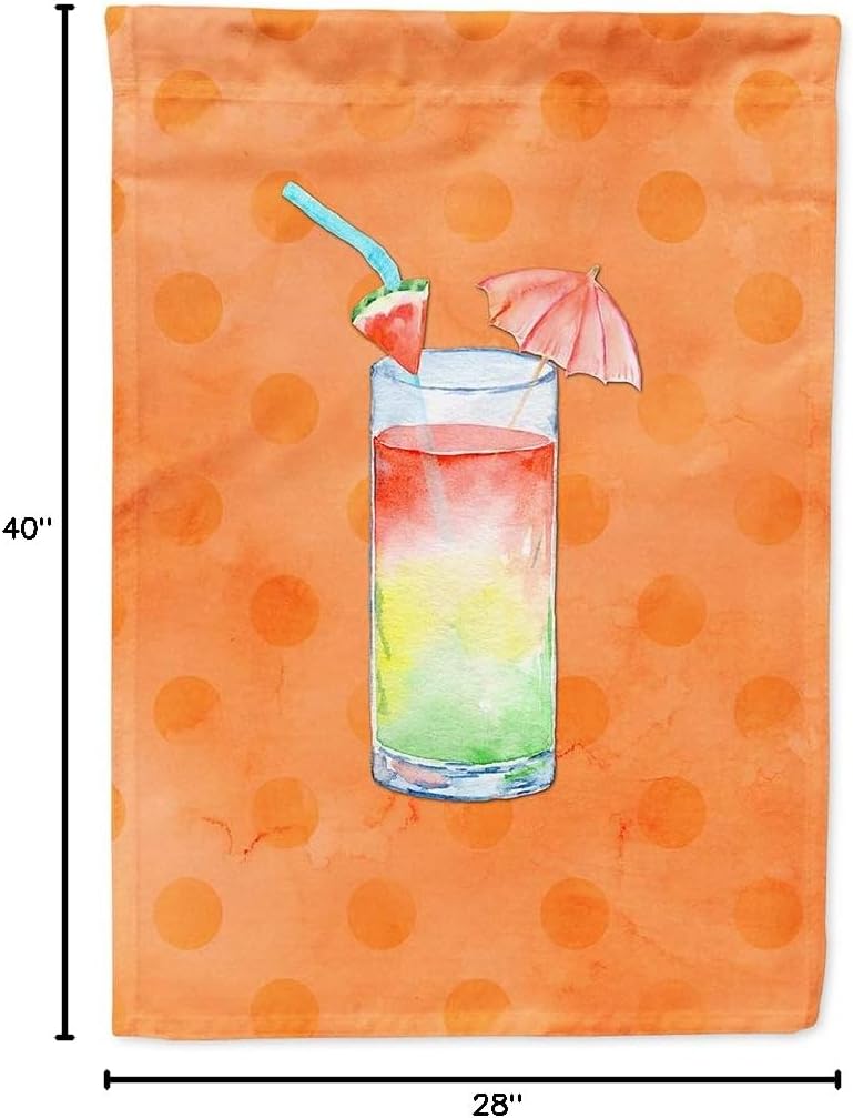 Caroline's Treasures BB8213CHF Umberella Cocktail Orange Polkadot House Flag Large Porch Sleeve Pole Decorative Outside Yard Banner Artwork Wall Hanging, Polyester, House Size, Multicolor