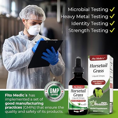 Miniatura 5 de FITO MEDIC'S Laboratorio - Cola de caballo, extracto de gotas líquidas, vegetariano, sin OMG, sin alcohol, líquido sin gluten, cola de caballo.