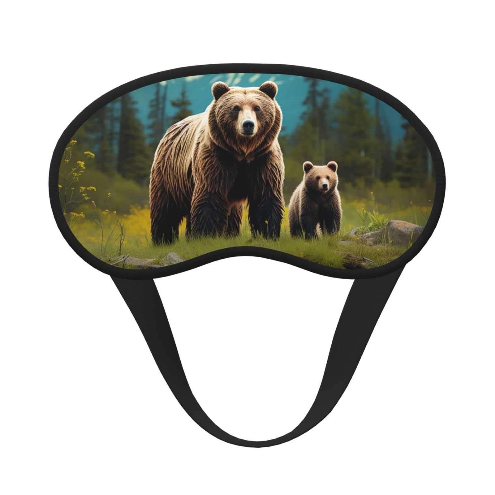 Sleep Mask for Side Sleeper Silk Sleeping Eye Masks with Elastic Strap Super Soft Eye Sleep Shade Cover River Bear Mom Blackout Night Blindfold for Women Men Travel