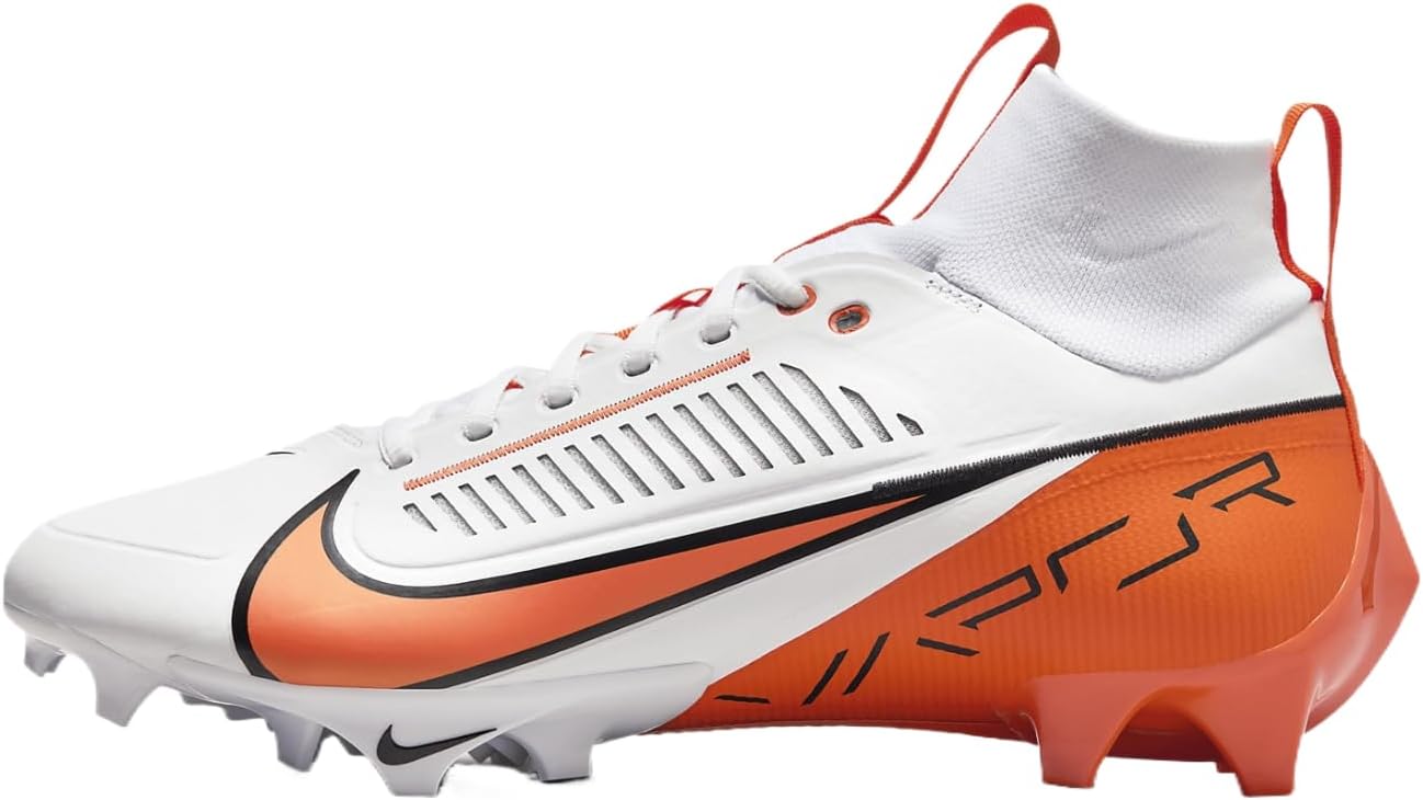 Nike Vapor Edge Pro 360 2 (Team Bank) Men's Football Cleats (FQ4044-100, White/Black/Brilliant Orange) Size 14