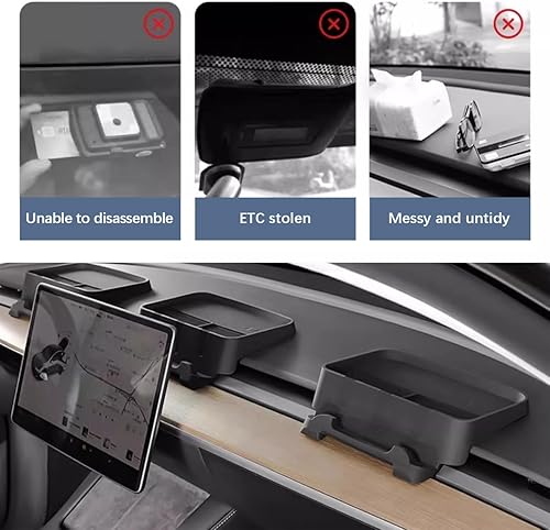Miniatura 6 de OLizee Bandeja organizadora de consola central de silicona movible para Tesla Modelo 3Y para tablero de instrumentos de automóvil, bandeja de