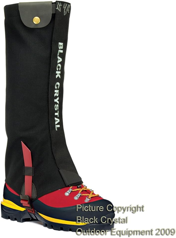 Black Crystal Ice Climbing Ski Snow Gaiters Waterproof Nylon Men's Black Size Small