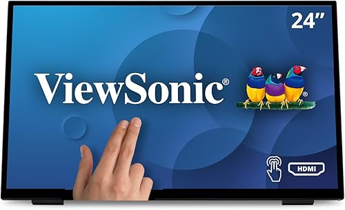 ViewSonic TD2465 Monitor de pantalla táctil IPS de 24 pulgadas 1080p con ergonomía avanzada, entradas HDMI y USB, color negro