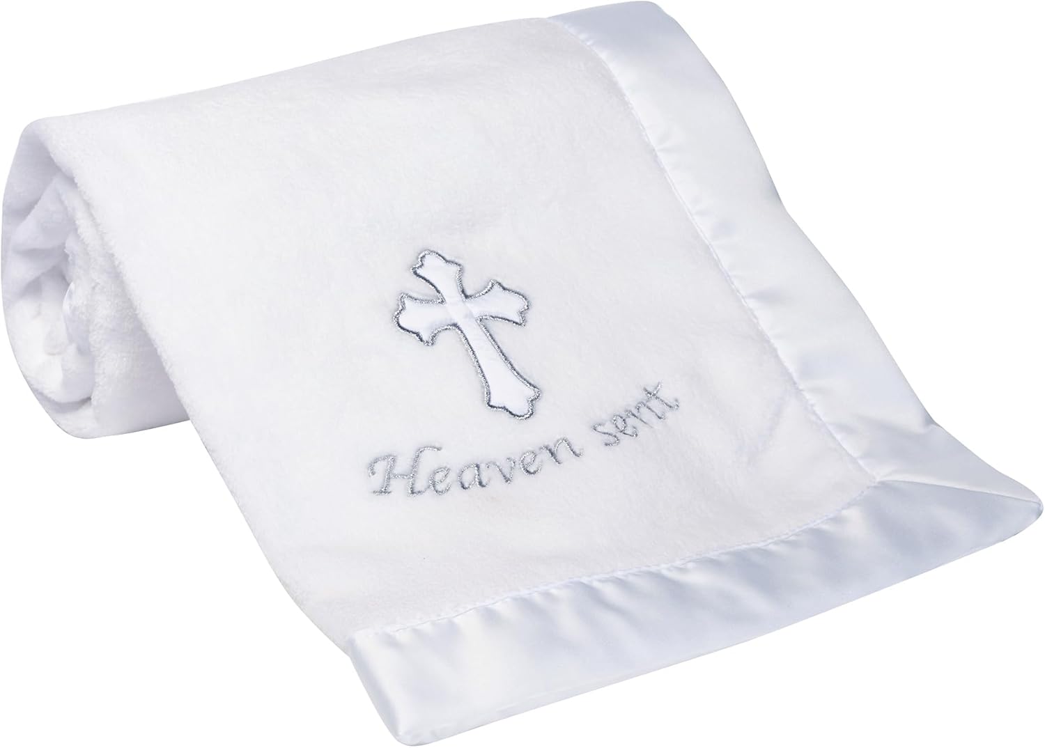Lambs & Ivy Heaven Sent Baptism/Christening Soft White Fleece Baby Blanket