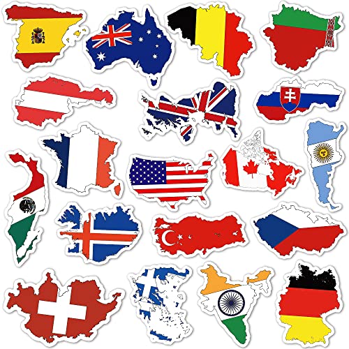SUSIHI Country Flag Stickers, 50Pcs World Map Waterproof Vinyl Stickers for Water Bottles, Laptop, Party Favors, Classroom Rewards & Travel Gift Pack