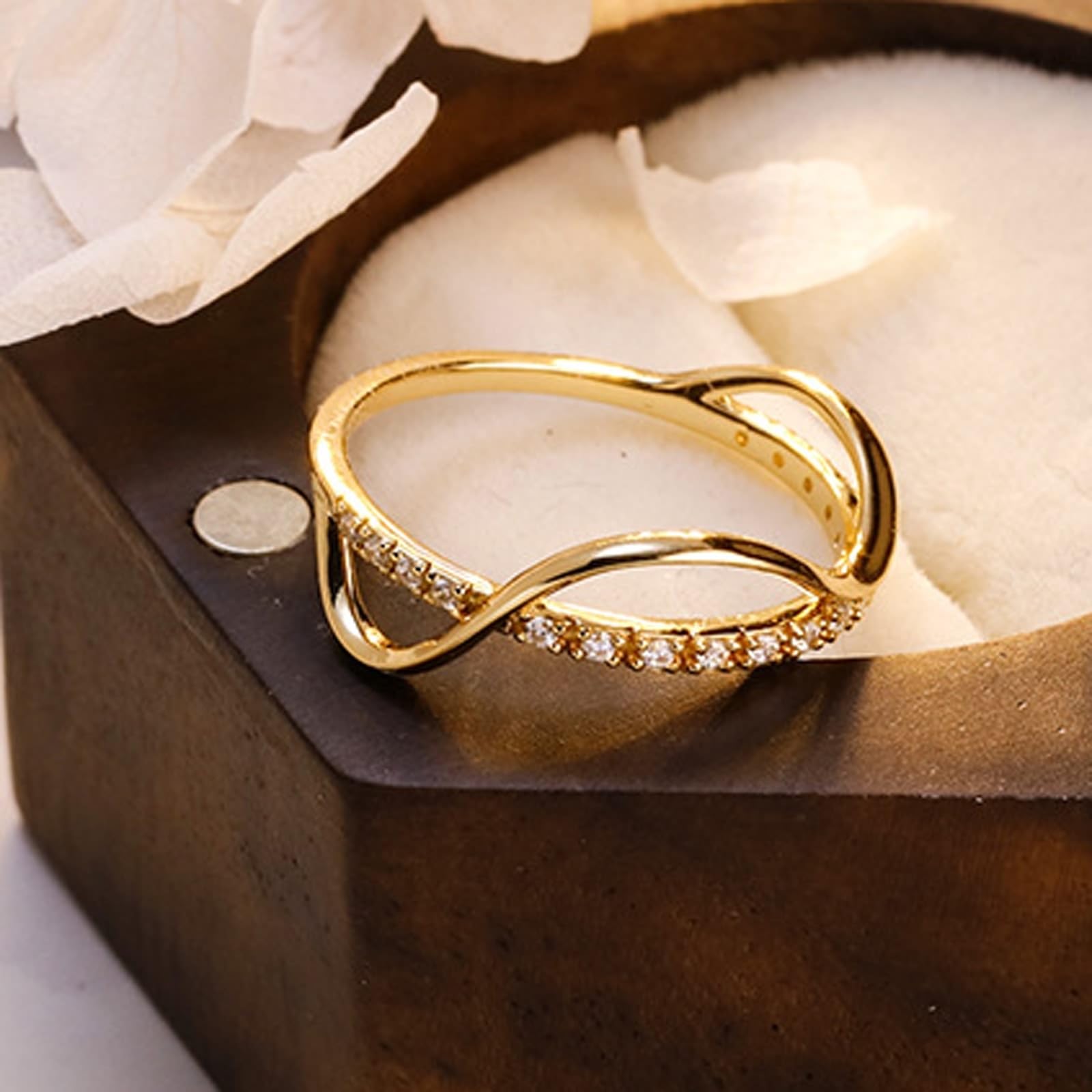 Anillo de solicitud de oro amarillo auténtico de 9 K/14 K/18 K con moissanita, forma infinita