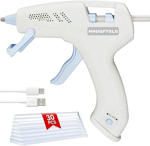 Miniatura 42 de Pistola de pegamento caliente inalámbrica con 30 barras de pegamento premium, pistola de pegamento inalámbrica de 20 W, precalentamiento rápido