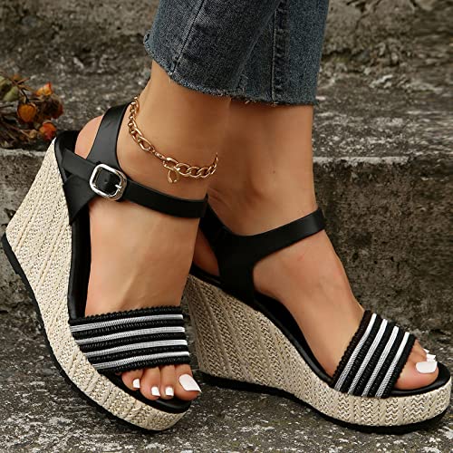Fudule Women's Elastic Ankle Strap Flat Sandals Summer Dressy Shoes Cute Strappy Gladiator Sandals Co-0310-Xz-A5 #TOP1