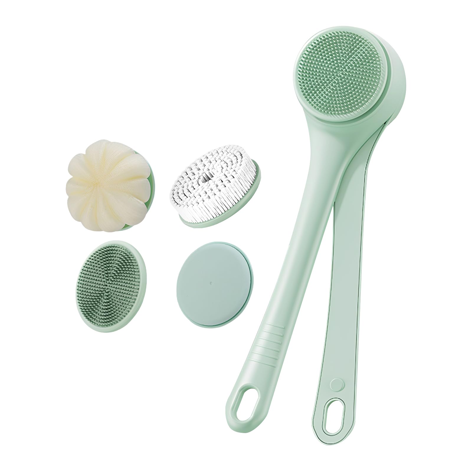 Elektrische Rückenbürste Wasserdicht Automatische Duschbürste mit 4 Bürstenköpfen für Ganzkörper Peeling Massage