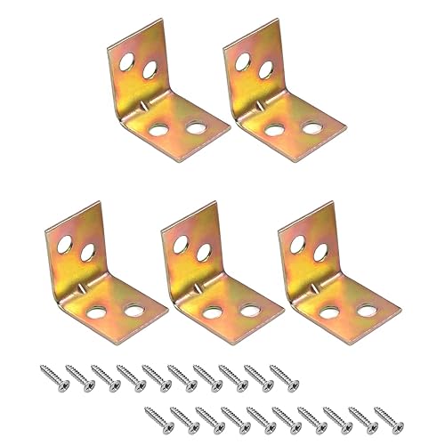 Yinpecly - Soporte de esquina de metal de 0,87 x 0,67 pulgadas, soportes de ángulo interno de 90 grados, soportes en forma de L, con tornillos para