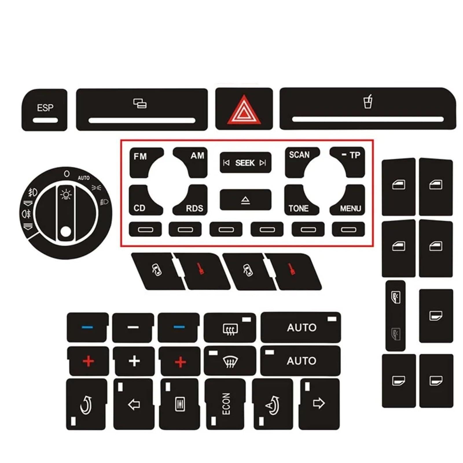 Wsbojxth One Color Repair Patch Compatible With A4 B6 B7 Button Repair Decal Sticke 1Pcs Set Button Repair Decal Sticker Door Lock Window Air Conditioner Repair Set(Type A)
