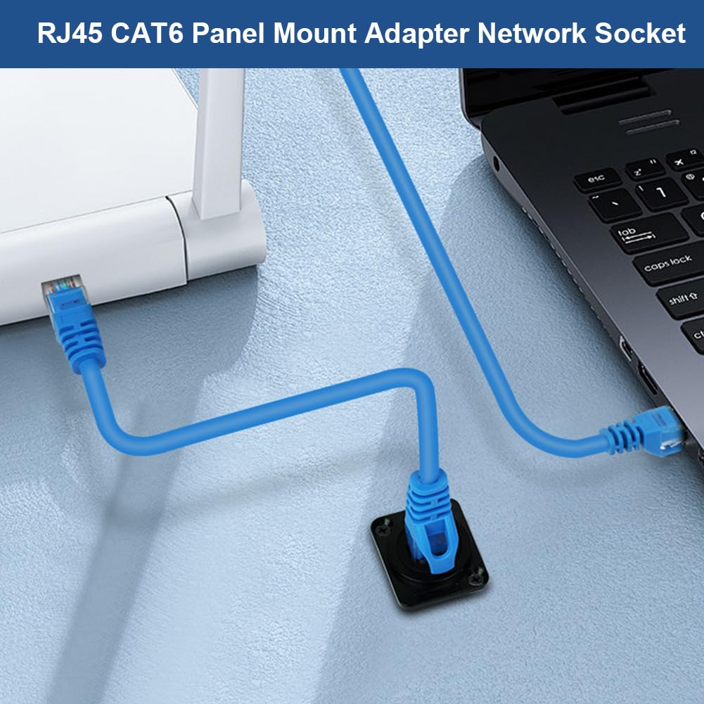 OFFCUP Moduł wtykowy RJ45, 2 szt. stałego modułu przelotowego CAT6/CAT5E, CAT5, RJ45, gniazdo sieciowe, do montażu panelowego, nadaje się do komputerów, telewizorów, tabletów